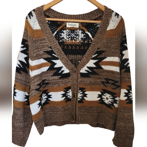 Peach Love California Sweaters - Peach Love California Aztec 3 button Sweater. Size L